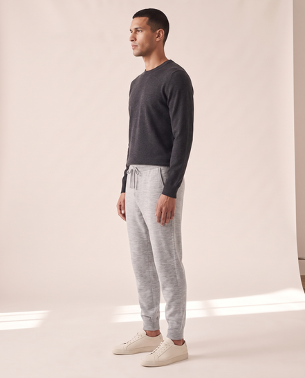 The Grafton merino joggers shown in side profile