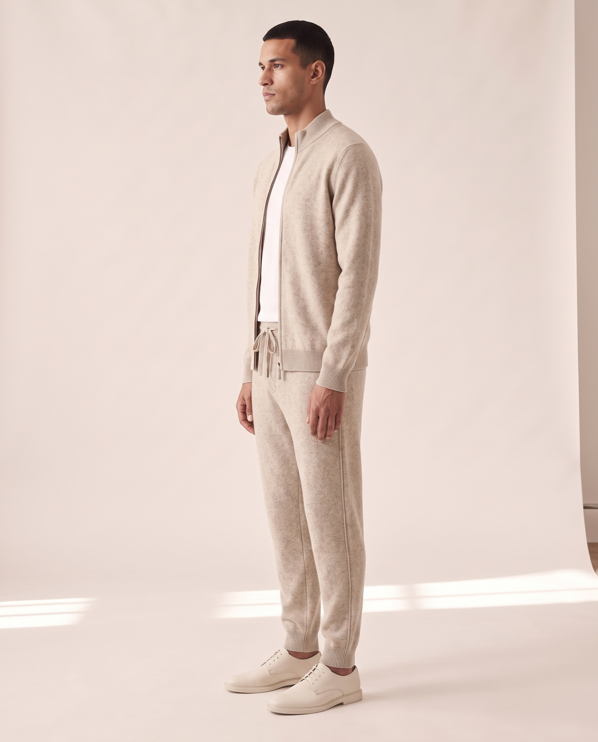 The Richmond merino wool two-piece set shown in side profile