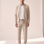 Model wearing The Richmond merino wool two-piece set, front view