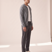 The Brackley merino zip-through hoodie shown in side profile