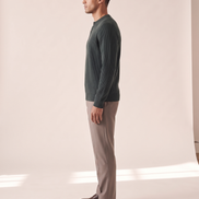 The Alderley merino ribbed henley shown in side profile