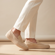 Close-up of The Cornwall worn, side profile showing the thick pale sole edge and heel
