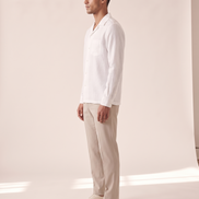 The Wilton camp-collar shirt shown in side profile