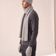 The Ravensdale merino scarf, beanie and glove set shown in side profile