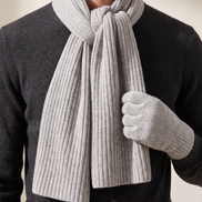 Close-up of the scarf knot and glove on The Ravensdale