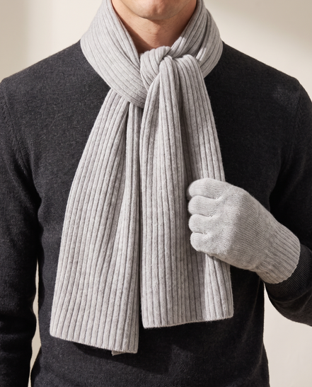 Close-up of the scarf knot and glove on The Ravensdale