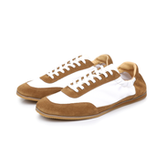 The Petersham suede panel trainer — Caramel