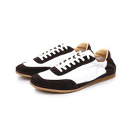 The Petersham suede panel trainer — Coffee