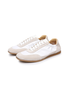 The Petersham suede panel trainer in ivory, three-quarter front view of the pair